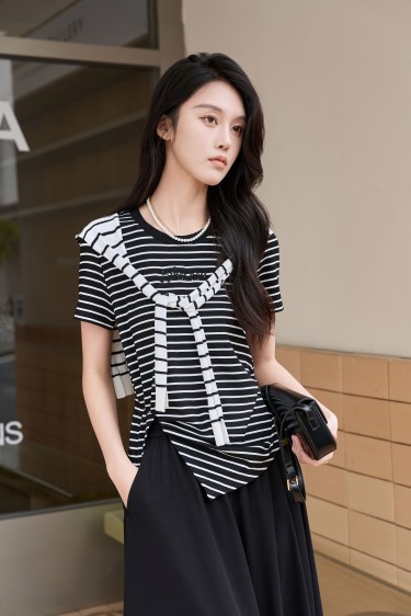 VINTAGE<br>高品质螺纹领T恤