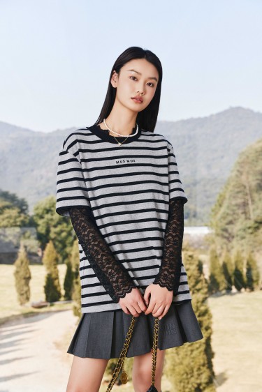 FASHION<br>黑灰条纹T恤